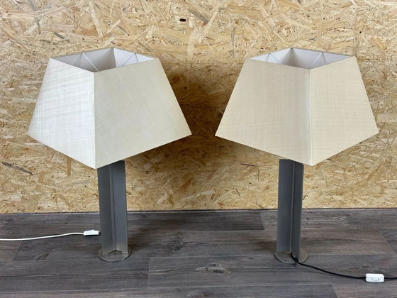 Image 1 of 2x 60er 70er Jahre XL Tischlampe Tischleuchte Aluminium Metall Space Age Design