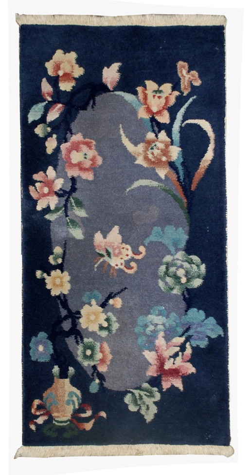 Tappeto cinese antico Art Déco, realizzato a mano, 61 cm x 120 cm, anni '20 - 1B530