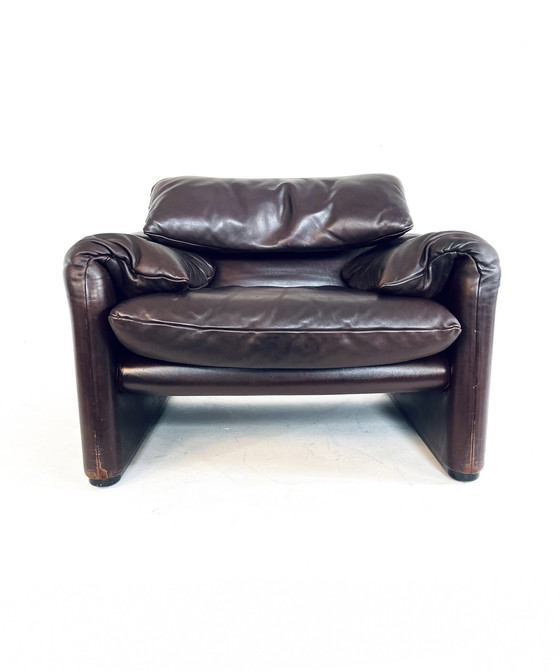 Image 1 of Vintage 'Maralunga' Sessel + Ottomane, Cassina '70