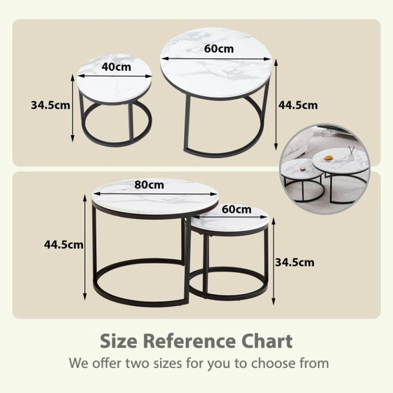 Image 1 of 2-in-1-Couchtisch mit Marmoroptik für das Wohnzimmersofa