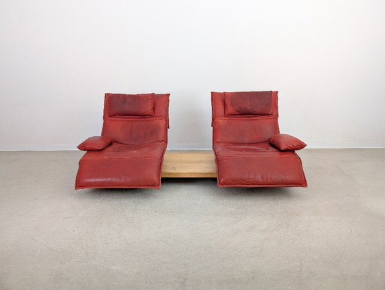 Image 1 of Original Koinor Free Motion 2 Edit Sofa Couch Eiche Leder rot