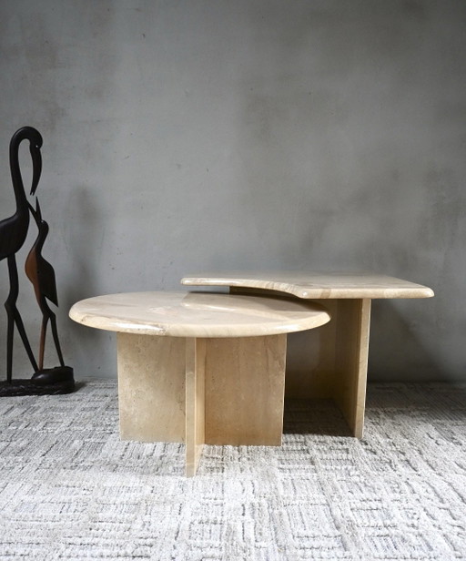 Set aus 2 Marmor-Couchtischen aus den 70er Jahren