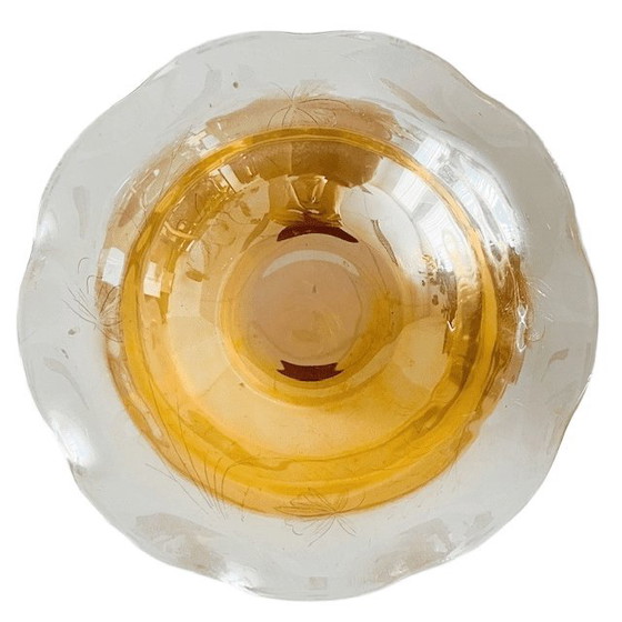 Image 1 of Bol vintage Jeanette Floragold Louisa en verre ondulé, années 1950