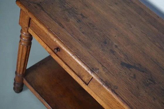 Image 1 of Antiker französischer Konsolentisch/Beistelltisch aus Eichenholz aus dem 19. Jahrhundert (rustikaler Stil)