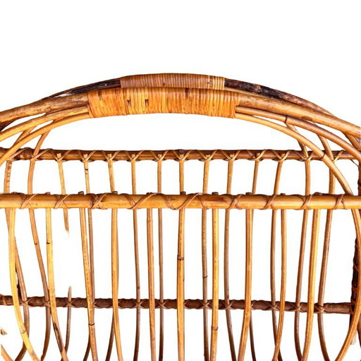 Wicker newspaper rack, Scandinavian style, Denmark, 1970s