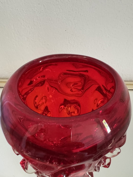 Image 1 of Red Murano Glass Vase 70's