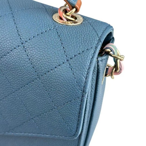 Image 1 of Chanel Coco Curve Cuba - Caviar Medium Quilted Dark Blue Gold Hardware Series 23