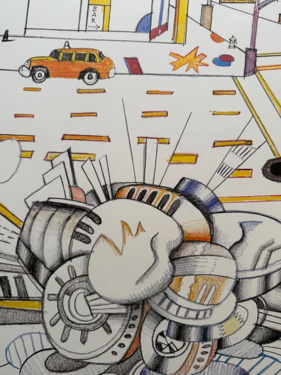 Saul Steinberg (1914–1999), Cocktail Lounge, 1986, Vintage tentoonstellingsposter, gedrukt in Frankrijk (photo 11 of 12)