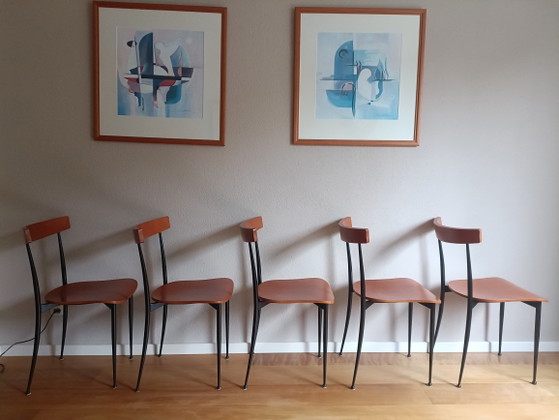 5 Sedie da pranzo vintage / retrò – Metal, Wood (photo 2 of 6)