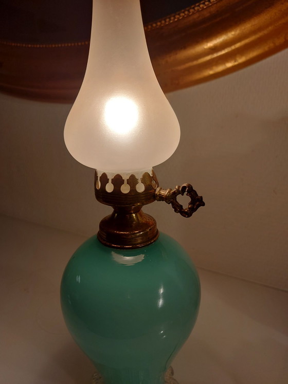For Sale: Vintage Murano Opal Glass Table Lamp (Turquoise) (photo 3 of 7)