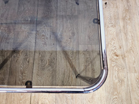 Image 1 of Mid-Century Modern Coffee Table – Chrome and Smoked Glass, Italy, 1970s.