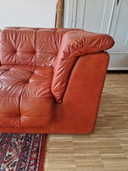 Canapé vintage en cuir - rouge/orange
