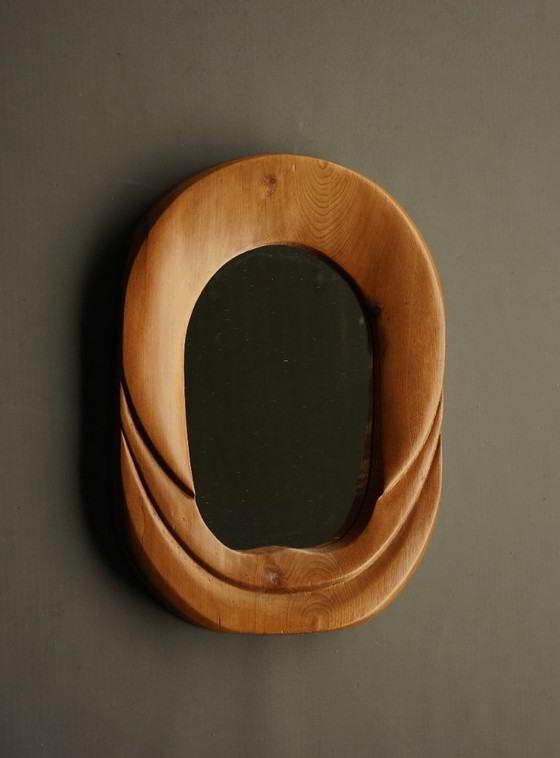 Miroir mural vintage en pin de style anthroposophique, années 1970 – Wood (photo 4 of 7)