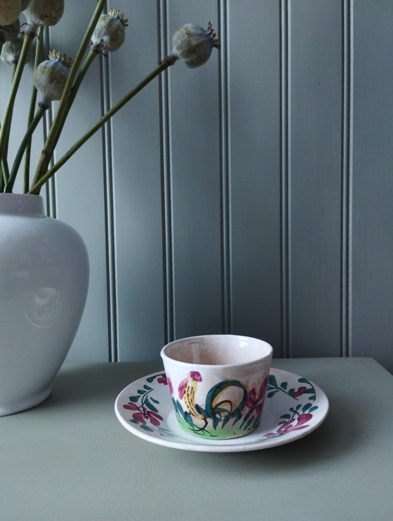 Image 1 of Tasse et sous-tasse Creil & Montereau « Coq »