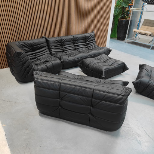 Ligne Roset Togo Set Schwarzes Leder