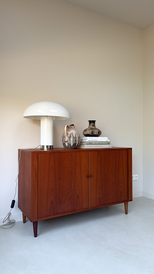 Vintage wooden sideboard from the Danish brand Løvig with tambour doors