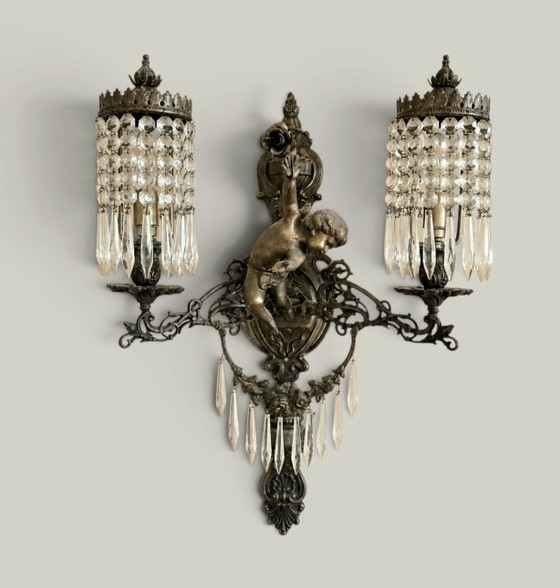 Unique Antique 5-Piece Lamp Set – Frans Rococo, Chandeliers, Bronze (photo 3 of 5)