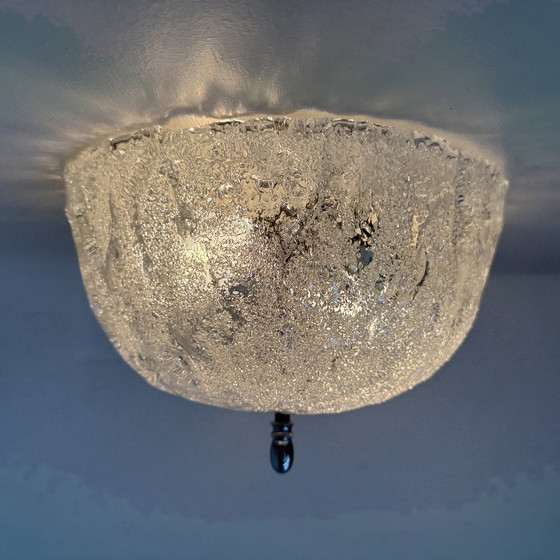 Image 1 of Vintage matglazen plafondlamp , jaren 1970