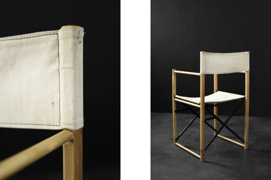 Image 1 of Sedie da regista Safari in faggio e tela, vintage, metà secolo, scandinavo moderno, anni '60, set di 2