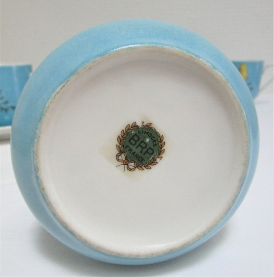 Image 1 of Limoges porcelain parakeet-decorated coffee service