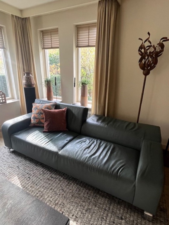 Image 1 of Sofá de cuero verde Leolux