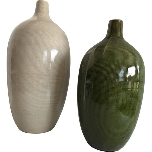 Paire de vases ovoïdes en céramique Art Décoratif vintage