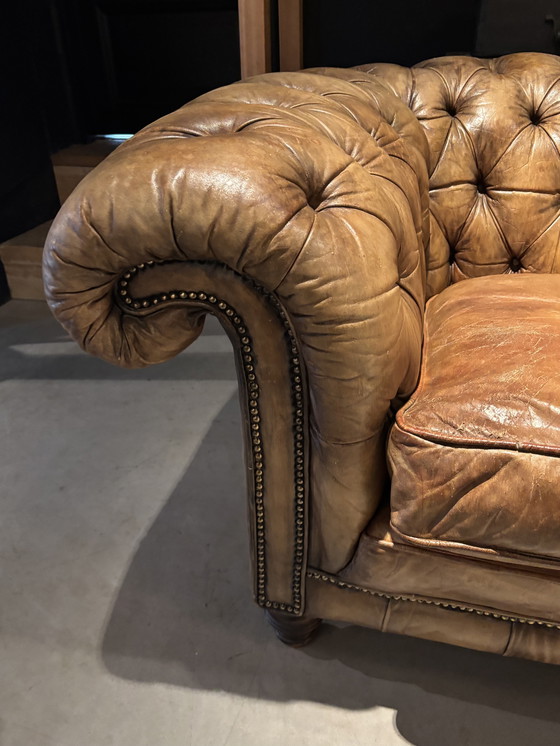 Image 1 of Antique Chesterfield Sofa cognac brown leather