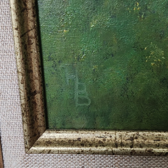 Image 1 of Vintage Impressionist Oil Painting "Lente – Groen" – Framed Landscape – Signed Monogram – 52 × 41 cm
