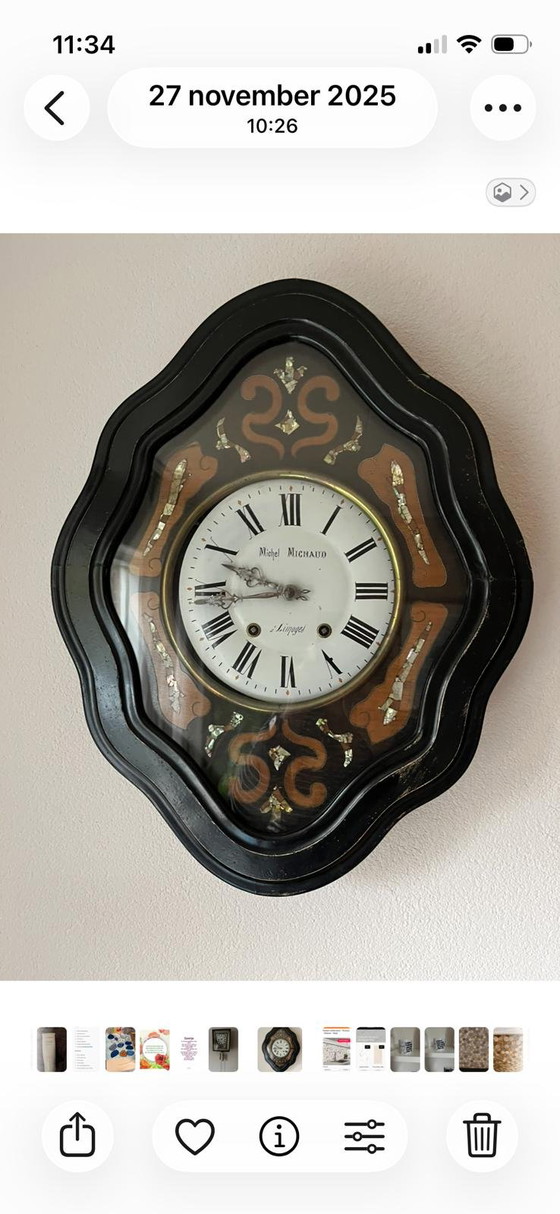 Orologio francese antico, Oeil-de-Boeuf. – Michel Michaud, Glass, Metal (photo 6 of 6)