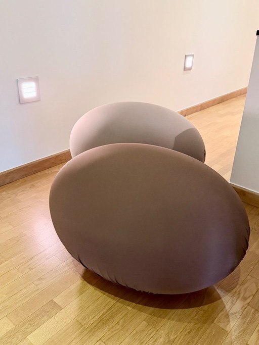 2 Poufs Tato Baleri Italia en taupe et marron