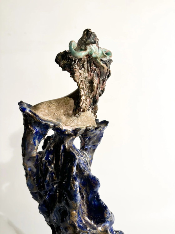 1930s French-Inspired Glazed Terracotta Lady Sculpture (photo 12 of 14)