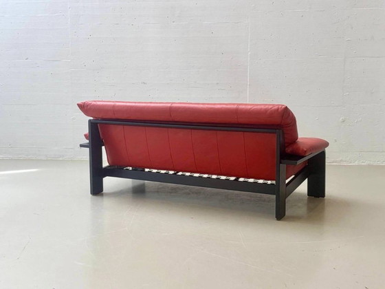 Ligne Roset vintage leren bank, jaren 80 – 3-5 zitsbanken, Wood, Leather (photo 3 of 13)