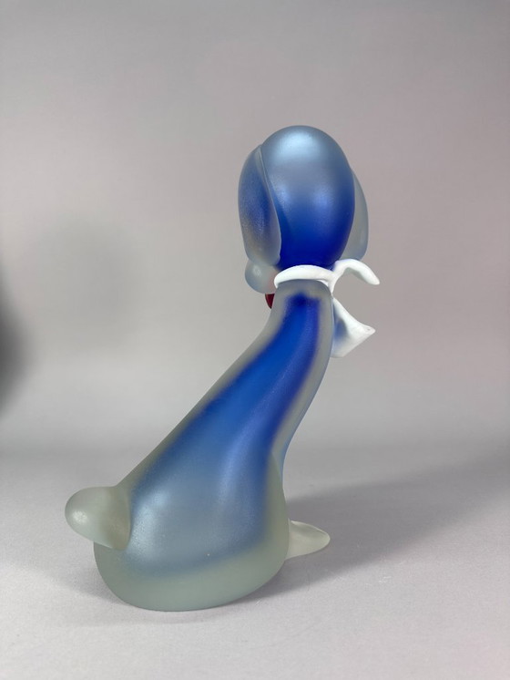 Image 1 of Sculpture de chien Murano Sommerso – De Mio Giuliano attrib. – Verre satiné – Verre d’art italien