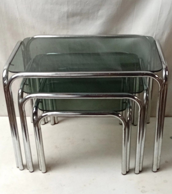 Image 1 of Tables gigognes vintage en chrome