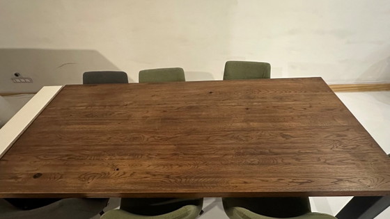 Rustic oak dining table with black metal legs, 100x220, De Bommel, Wood (photo 5 of 6)