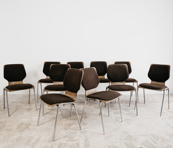 Image 1 of Ensemble de salle à manger style Carlo Ratti avec 12 chaises, design moderne des années 1970