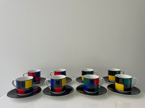 Image 1 of Tazze e piattini postmoderni (8 pezzi) - colorblocking