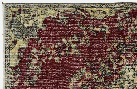 Vintage Turkish Oushak Rug 254 × 130 cm – Burgundy Medallion Wool Rug – Rugs & carpets (photo 4 of 10)