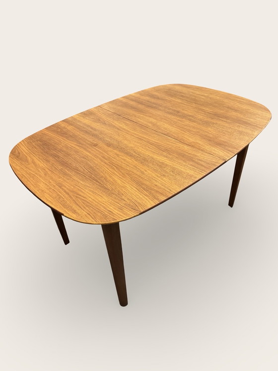 Image 1 of Extendable oval dining table - teak/walnut - A.A. Patijn for Zijlstra, 1950s