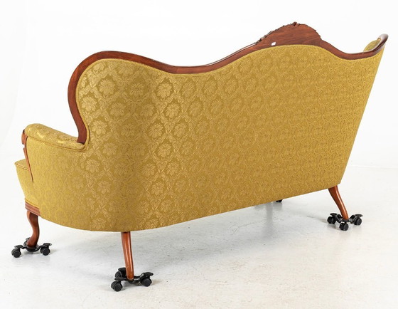 Image 1 of Loungegroep in rococostijl (3-delig) — Bank + 2 fauteuils — Romantische salonset