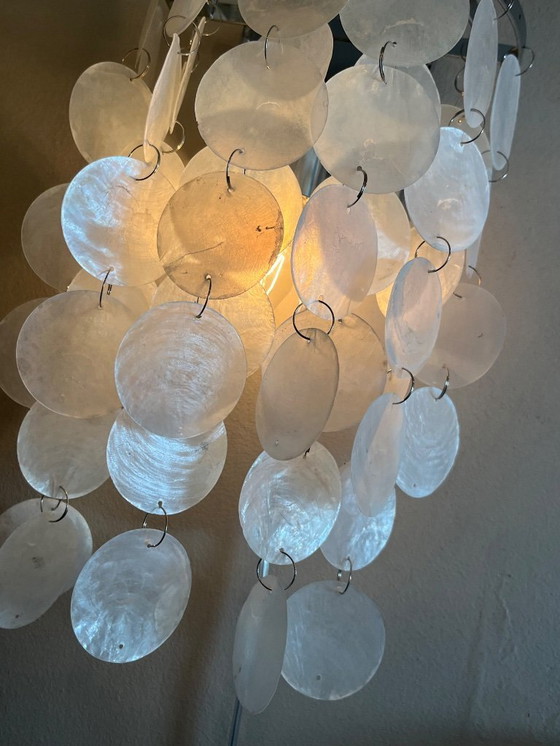 Image 1 of Set of 2 capiz shell Wall lamps pearl shell chrome frame