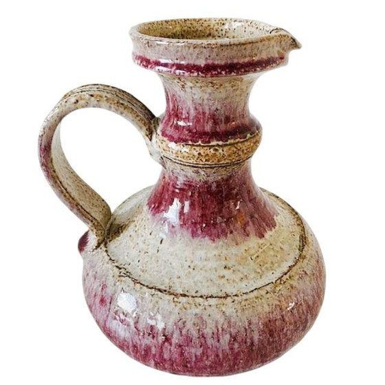 Image 1 of Brocca in ceramica vintage rosa e bianca in stile Fat Lava