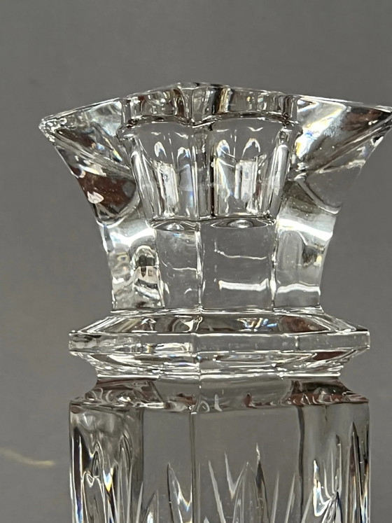 Paire de bougeoirs en cristal massif taillé à la main. – Bougeoirs et chandeliers, Crystal, Glass (photo 5 of 9)