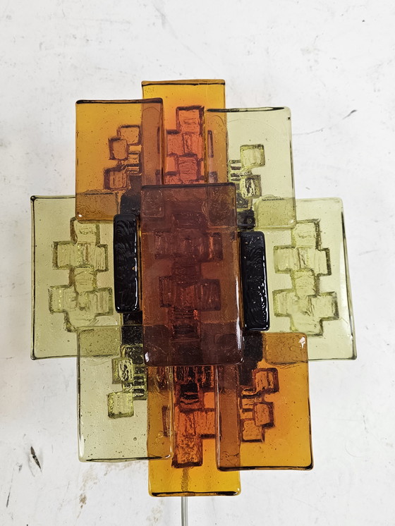Image 1 of Conjunto de lámparas de pared de cristal ámbar Holm Sorensen Dinamarca