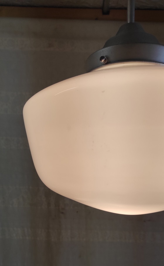 Image 1 of Bauhaus style pendant light, opaline globe XL, 30cm diameter - early 20th century