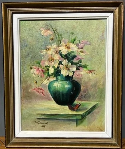 B. Dexpers. Still life with flowers. oil on panel. – schilderijen tekeningen, Wood (photo 2 of 6)