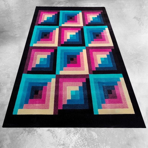 1980er Jahre Wunderschöner geometrischer italienischer Wollteppich von Missoni für T&J Vestor