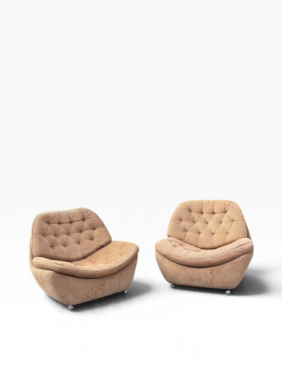Set of 2 1970s Minotti Italy lounge chairs., Adjustable recliner chair (photo 3 of 13)