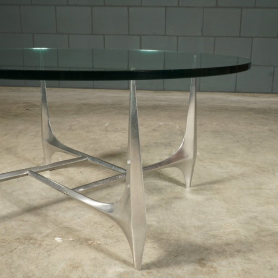 Vintage Aluminium Coffee Table – Knut Hesterberg For Ronald Schmitt – 1960s – Glass (photo 7 of 12)