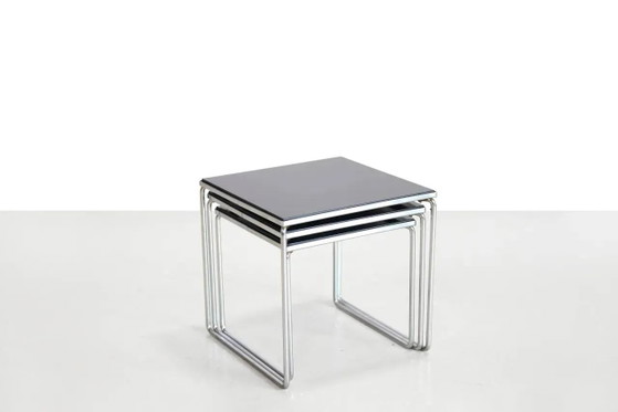 Vintage bijzettafels van chroom en zwart glas van Brabantia uit de jaren 60. – Chrome, Mid Century Modern (photo 7 of 7)